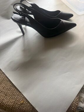 Calvin Klein Black Pointed-Toe Slingback Stiletto Heels